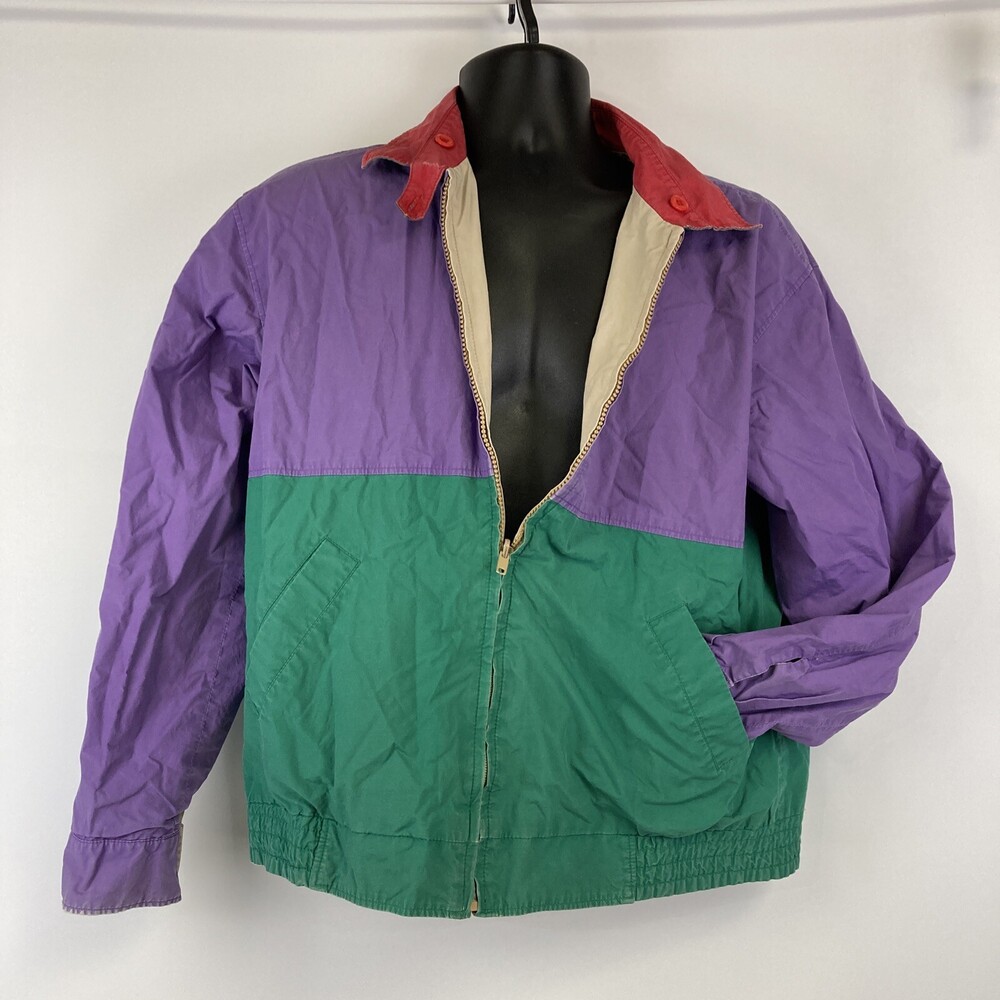 VTG 80s Lakeland Mens Reversible Windbreaker 40 Color Block Dadcore Gorp Jacket